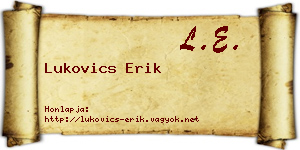 Lukovics Erik névjegykártya